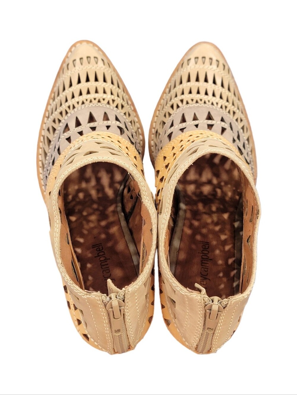 Jeffrey Campbell Free People Faviola Cutout Western Booties Tri-Color Taupe 7.5 - Picture 9 of 17